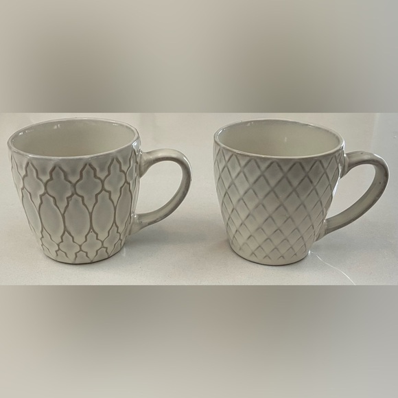Espresso Demi tasse coffee cup Set of Two Gray Patterned ceramic cups - Picture 2 of 10